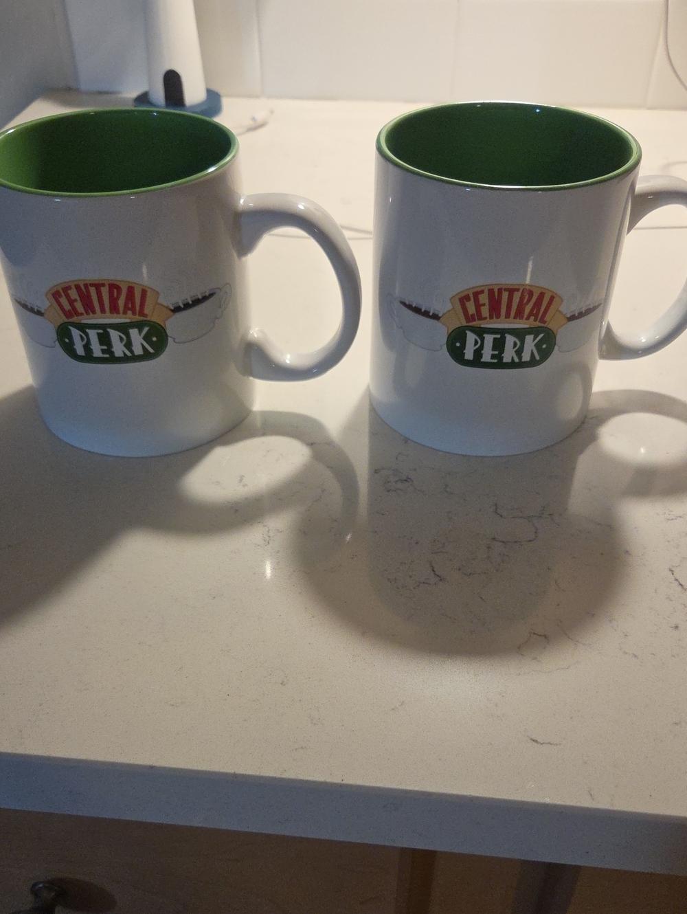 Ceramic Mug with Green Interior - Set of 2